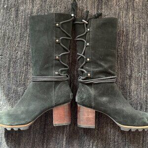 NEVER WORN Sorel Farah Mid Calf Boot / Black / 8 / Suede
